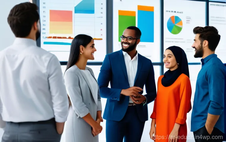 기술 재교육 프로그램의 커리큘럼 개발 팁 - **Prompt:** A group of diverse young professionals, wearing smart casual business attire including m...