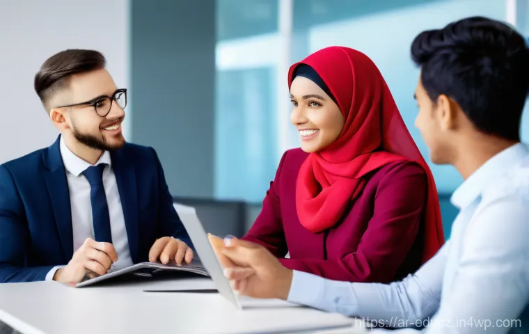 기술 재교육 프로그램의 커리큘럼 개발 팁 - **Prompt:** A dynamic scene of young men and women, all modestly dressed in contemporary tech-wear l...