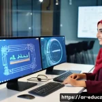 기술 재교육 프로그램의 요구 사항 분석 - A professional Arabic man and woman in a modern training center, both wearing smart casual attire an...