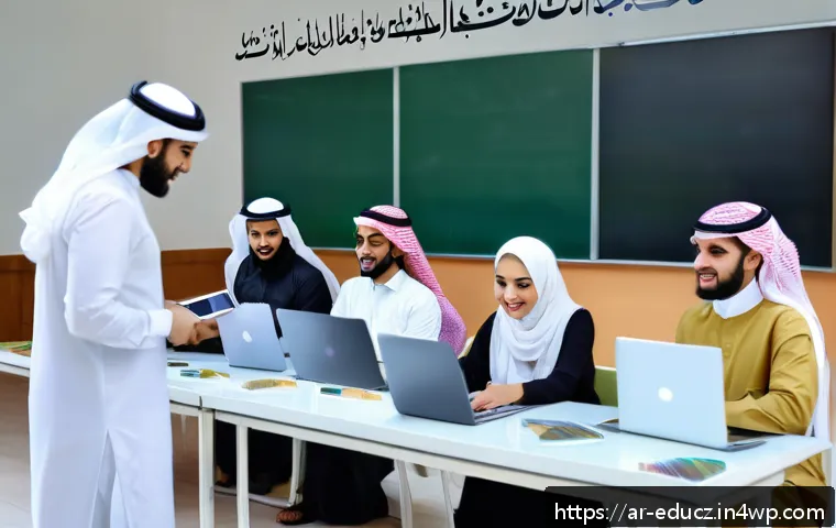 기술 재교육 프로그램의 운영 모델 비교 - A modern vocational rehabilitation training center in the Middle East, featuring a diverse group of ...